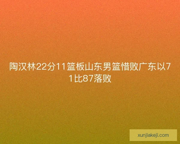 陶汉林22分11篮板山东男篮惜败广东以71比87落败